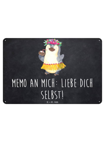 Mr. & Mrs. Panda Blechschild Pinguin Kokosnuss mit Spruch in Kreidetafel