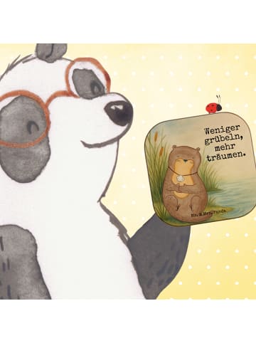 Mr. & Mrs. Panda Glas-Untersetzer Otter Muschel Design mit Spruch in Weiß