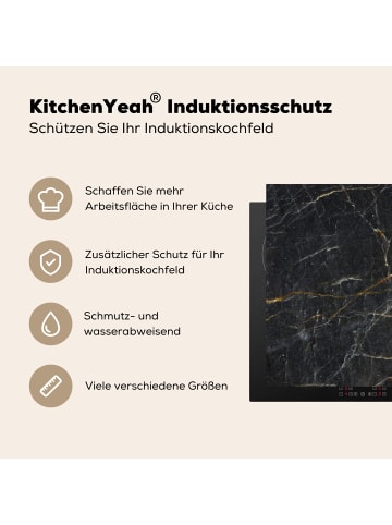 KitchenYeah Herdabdeckplatte Marmor gold schwarz