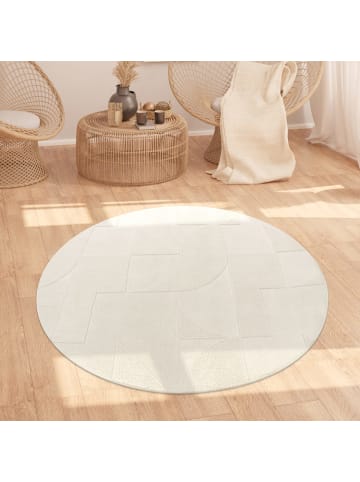 KADIMA DESIGN Teppich Kurzflor waschbar Struktur Wohnzimmer in Creme