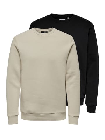 ONLY & SONS Sweatshirt Ceres in Schwarz / beige