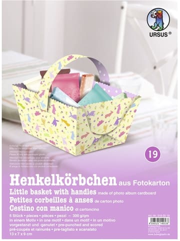 Buntpapierfabrik Ludwig Bähr Henkelkörbchen 13x7x9cm Packung mit 5 Stück Motiv 19