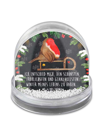 Mr. & Mrs. Panda Schneekugel Rotkehlchen Schlitten mit Spruch in Kreidetafel