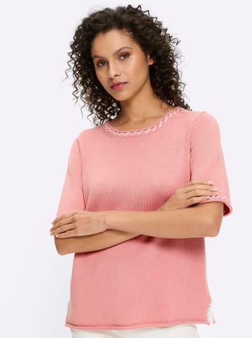 Heine Halbarm-Pullover in rosenquarz-weiß