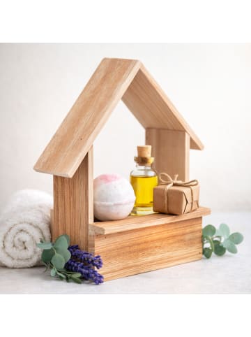 UNUS Dekohäuschen aus Holz mit PVC Einsatz in Natur