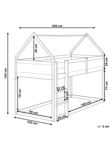 Beliani Einzelbett DIENNE in Grau - (W) 102 x (H) 165 x (L) 206 cm