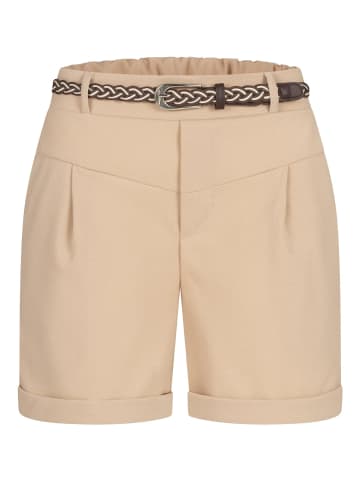 Cloud5ive Cloud5ive Scuba Crepe Shorts mit Umschlag 2-Pockets inkl. Flechtgürtel in beige