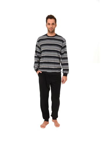 NORMANN Frottee Pyjama lang Bündchen - 18594 in dunkelgrau