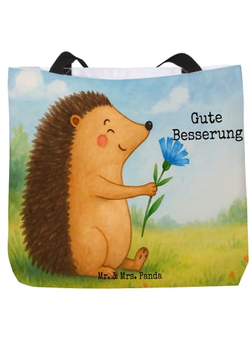 Mr. & Mrs. Panda Tasche Igel Blumen Design mit Spruch in Weiß