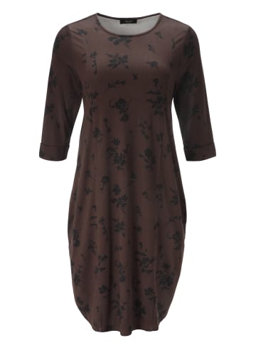 Jerseykleid in braun-schwarz