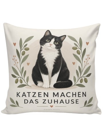 Mr. & Mrs. Panda Kissen Katze schwarz-weiss Design mit Spruch in Weiß