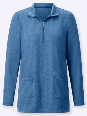 WITT WEIDEN Longshirt in mittelblau-meliert