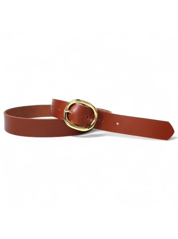 FRONHOFER Damengürtel goldene Schnalle in Cognac