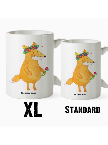 Mr. & Mrs. Panda Weiße Tasse Fuchs Blumen ohne Spruch in Weiß