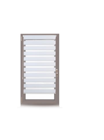 relaxdays 3 x Doppelrollo Klemmfix in Weiß - (B)56 x (H)156 cm