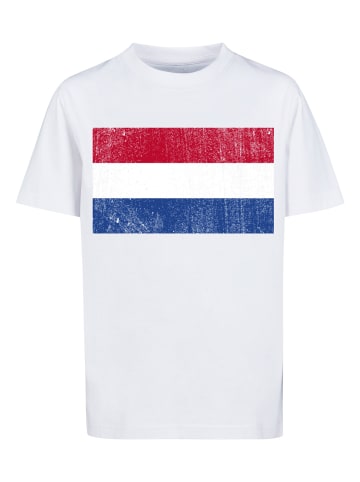 F4NT4STIC T-Shirt Netherlands NIederlande Holland Flagge distressed in weiß