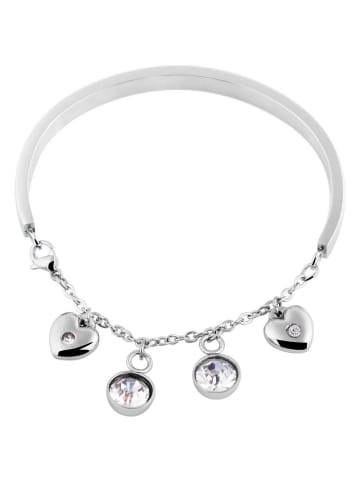 Adeliás Damen Armband – Armreif aus Edelstahl mit Strass Steinchen 17 cm in silber