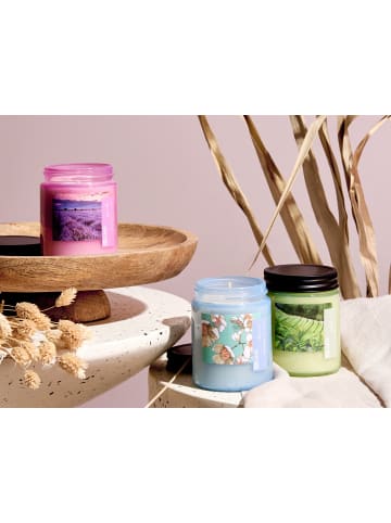 Beliani 3er-Set Kerze FRUITY BLOOM in Blau/Grün/Violett