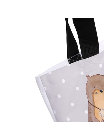 Mr. & Mrs. Panda Strandtasche Otter Muschel mit Spruch in Grau Pastell