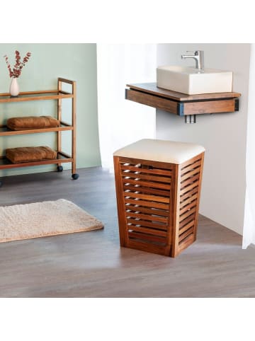 Wenko Wäschekorb mit Sitz FONDI in Braun, (B) 40 x (H) 56 x (L) 40 cm