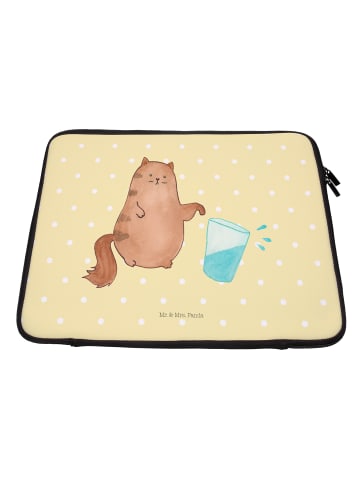 Mr. & Mrs. Panda Laptop Tasche Katze Wasserglas ohne Spruch in Gelb Pastell