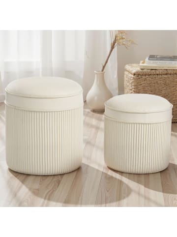 HOMCOM Sitzhocker Set-36L x 36B x 41,5H cm-Cremeweiß