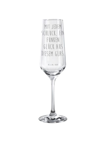 Mr. & Mrs. Panda Glas Spruch Sektglas Glück mit Spruch in Transparent
