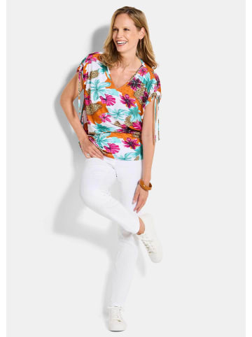 GOLDNER Kurzgröße: Blusenshirt mit floralem Print in bunt / gemustert