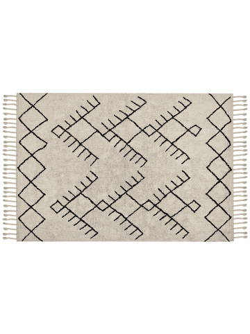 Beliani Kurzflor ERLER in Beige/Schwarz - (W) 160 x (H) 1.2 x (L) 230 cm