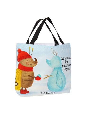 Mr. & Mrs. Panda Tote Bag Nachtfalter Schneemann Design mit Spruch in Weiß