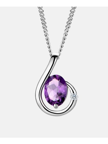 Diamant L'éternel Halskette mit Anhänger aus 585 Weißgold mit 0.69 Karat Diamant mit Amethyst i...