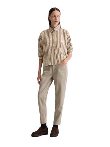 Marc O'Polo Crinkle-Streifenbluse relaxed cropped in Medium Beige