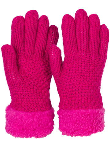 styleBREAKER Strickhandschuhe mit Perlmuster und Fleece in Pink