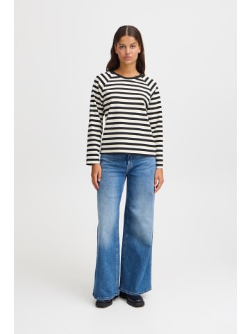 ICHI IHITIRA SW LS2 regular fit in Black/ Almond Milk stripe