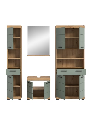 xonox.home Badkombination in Artisan Eiche/Salbei - (B) 186 x (H) 191 x (T) 34