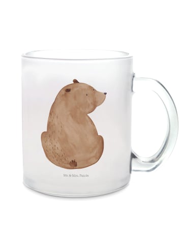 Mr. & Mrs. Panda Teetasse Glas Bär Schulterblick ohne Spruch in Transparent