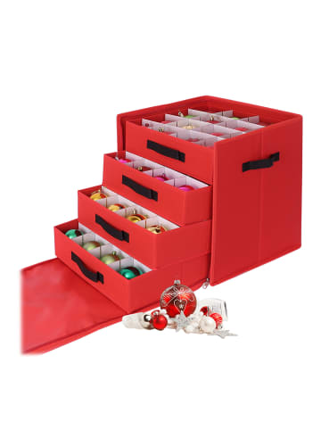 relaxdays Weihnachtskugel-Aufbewahrungsbox in Rot - (B)36,5 x (H)40 x (T)36,5 cm