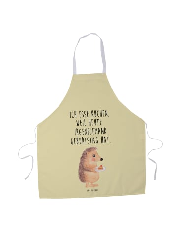 Mr. & Mrs. Panda Schürze Igel Kuchenstück mit Spruch in Gelb Pastell