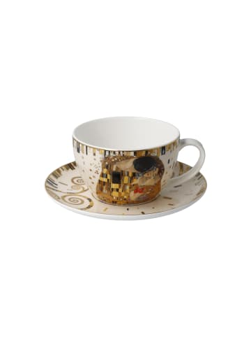 Goebel Tee-/ Cappuccinotasse " Gustav Klimt Der Kuss " in Beige Gold