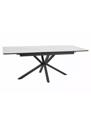 Feldmann-Wohnen Esstisch Laguna Weiß Marmor / Schwarz 160-200 / 90 / 76cm