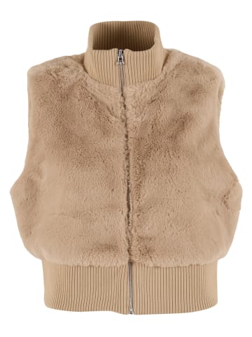 Urban Classics Urban Classics Ladies Cropped Faux Fur Vest in wetsand