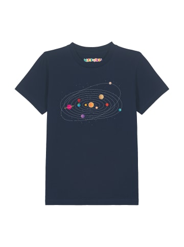 wat? Apparel T-Shirt Sonnensystem in Dunkelblau