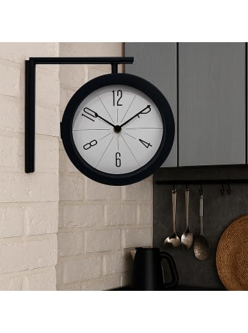 relaxdays Bahnhofsuhr in Schwarz - (B)28 x (H)25 x (T)8,5 cm