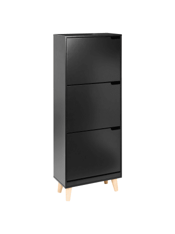 Beliani Schuhschrank NEIKA in Schwarz/Braun - (W) 47 x (H) 121 x (L) 24 cm