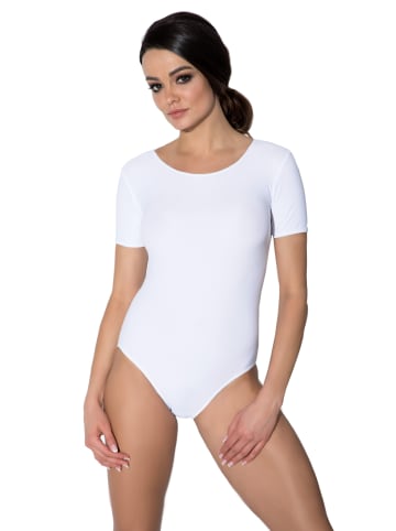 Aquarti Aquarti Damen Ballett Trikot Kurzarm Tanz-Body in weiß