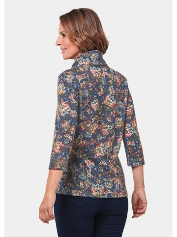 GOLDNER Modernes Druckshirt mit angesagtem Rollkragen in marine / ahorn / gemustert