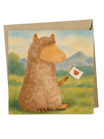 Mr. & Mrs. Panda Einladungskarte Alpaka Fahne Design ohne Spruch in Weiß