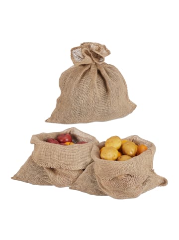 relaxdays 3 x Jutesack in Natur - (B)50 x (H)55 cm