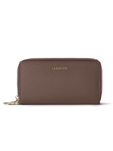 Lazarotti Bologna Leather XL Double Zip-Around Geldbörse RFID Leder 20 cm taupe
