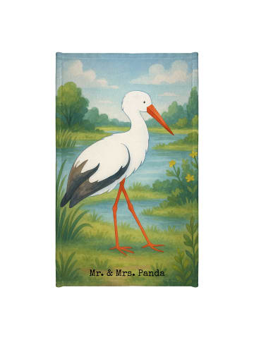 Mr. & Mrs. Panda Gästetuch Storch Design ohne Spruch in Weiß